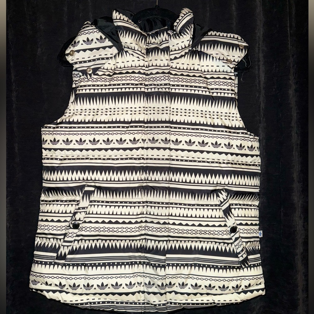 ADIDAS RARE Women's Black and Cream Patterned Jacket